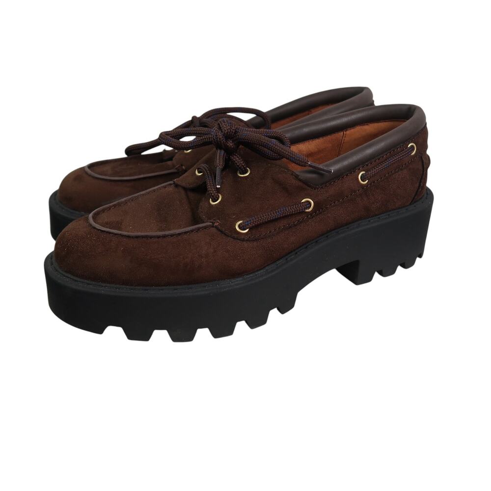 Nine West Kerisa Lug Sole Loafers Dark Brown Platform Boat Shoes 10 - Picture 2 of 7